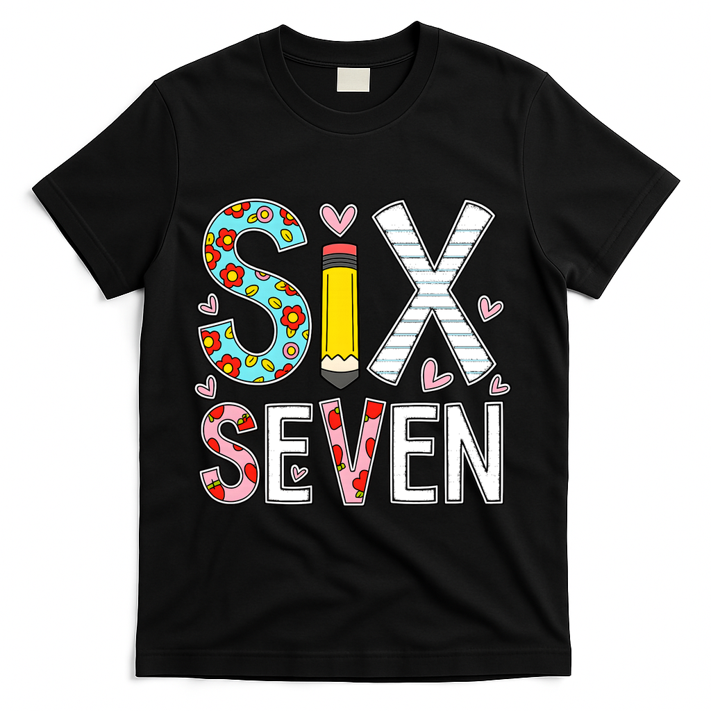 67 Six Seven 6 7 Meme For Teachers T-Shirt - Black
