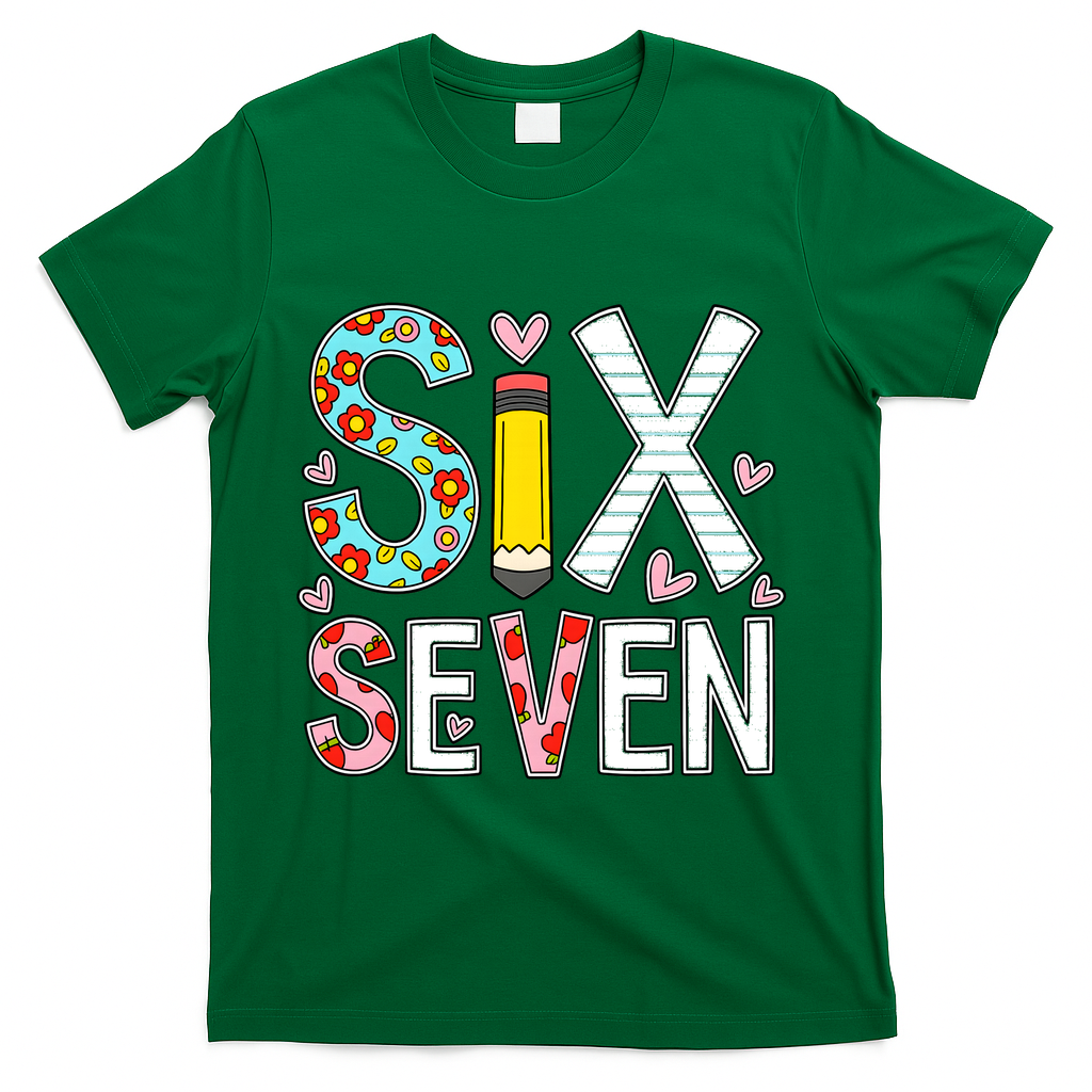 67 Six Seven 6 7 Meme For Teachers T-Shirt - Green