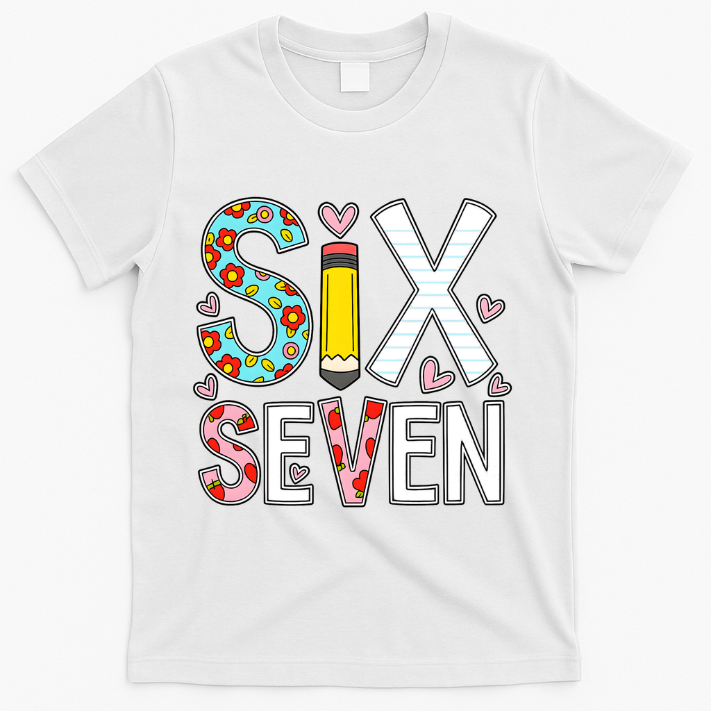 67 Six Seven 6 7 Meme For Teachers T-Shirt - White