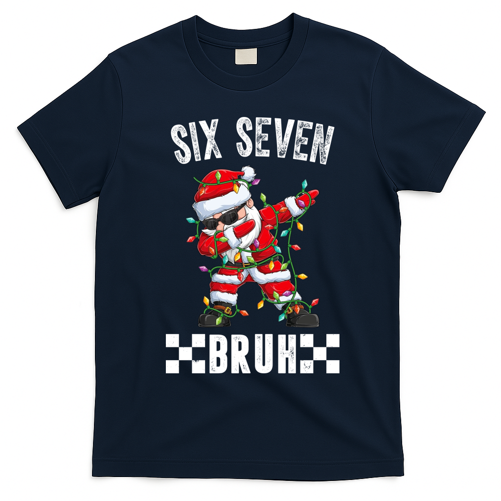 67 Six Seven Burh Funny Christmas 6-7 Meme T-Shirt - Navy Blue