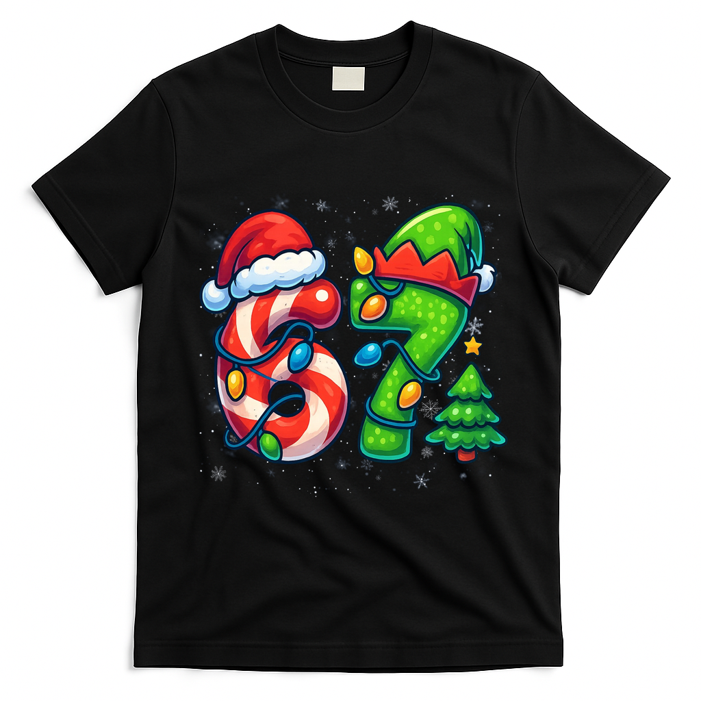 67 Six Seven 6-7 Meme Christmas Funny T-Shirt - Black