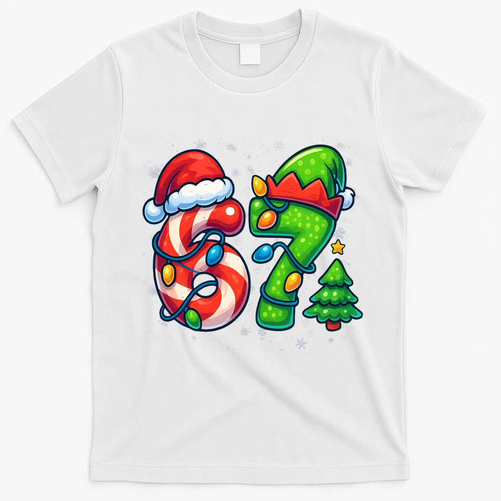 67 Six Seven 6-7 Meme Christmas Funny T-Shirt - White