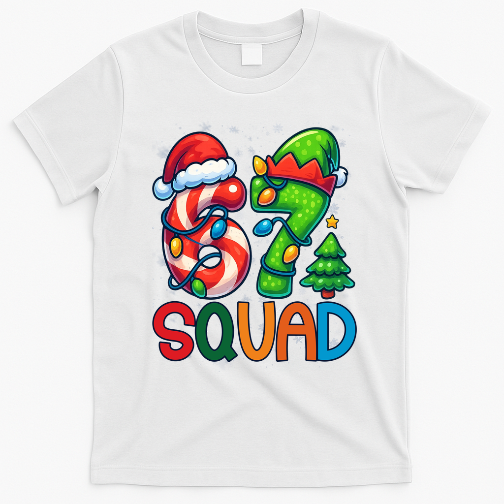 67 Six Seven 6-7 Squad Meme Christmas Funny T-Shirt - White