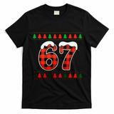 67 Ugly Christmas Xmas Buffalo Plaid Six Seven T-Shirt - Black