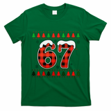 67 Ugly Christmas Xmas Buffalo Plaid Six Seven T-Shirt - Irish Green