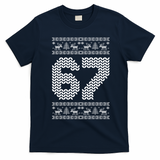 6-7 Ugly Christmas Sweater 67 Meme Design T-Shirt - Navy Blue