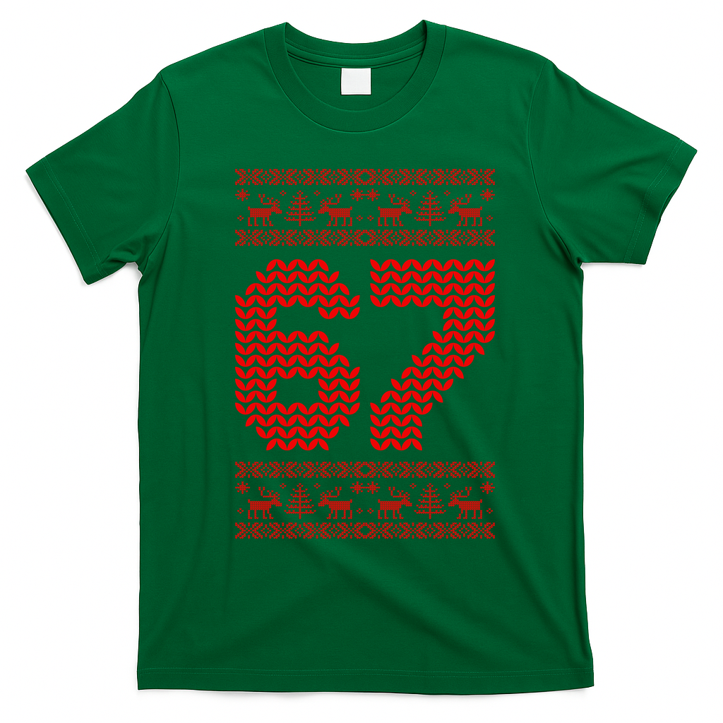 6-7 Ugly Christmas Sweater 67 Meme Funny T-Shirt - Irish Green