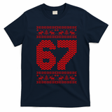 6-7 Ugly Christmas Sweater 67 Meme Funny T-Shirt - Navy Blue