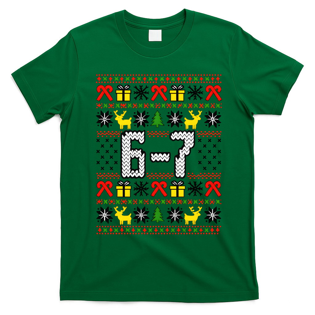 6-7 Ugly Christmas Sweater 67 Meme Funny Xmas T-Shirt - Irish Green