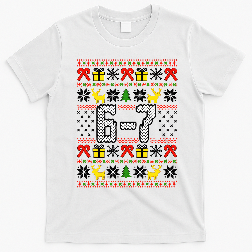 6-7 Ugly Christmas Sweater 67 Meme Funny Xmas T-Shirt - White