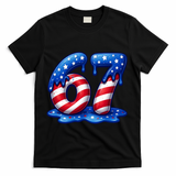 67 USA Flag Drip Patriotic 6-7 Meme T-Shirt - Black