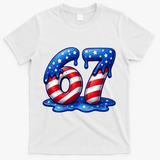 67 USA Flag Drip Patriotic 6-7 Meme T-Shirt - White