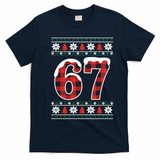 67 Ugly Sweater Christmas Six Seven Meme T-Shirt - Navy Blue