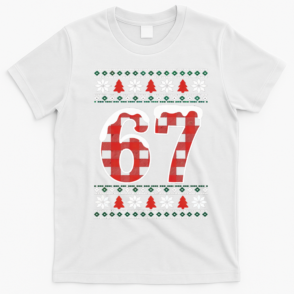 67 Ugly Sweater Christmas Six Seven Meme T-Shirt - White