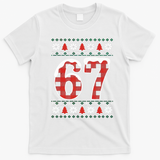 67 Ugly Sweater Christmas Six Seven Meme T-Shirt - White