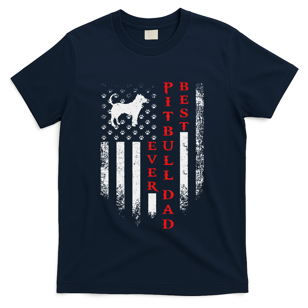 Vintage Usa American Flag Best Pit Bull Pitbull Dog Dad Ever T-Shirt