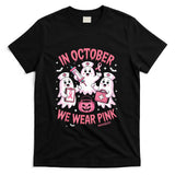 In October We Wear Pink Nurse Ghost Halloween Breast Cancer T-Shirt_1