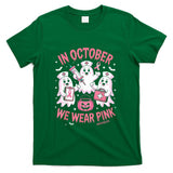 In October We Wear Pink Nurse Ghost Halloween Breast Cancer T-Shirt_1