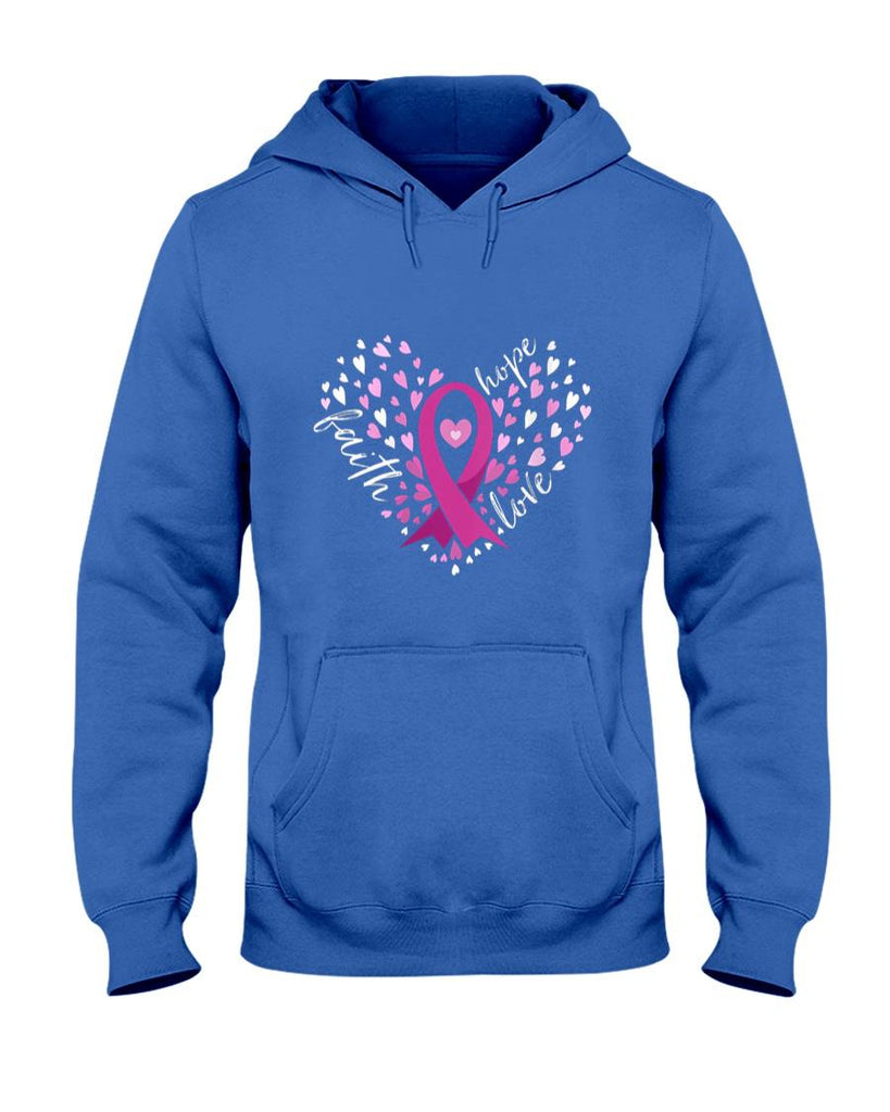 Womens Faith Hope Love Breast Cancer Awareness Pink Ribbon Warrior V-Neck T-Shirt