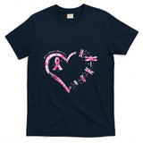 Breast Cancer Heart Dragonflies Awareness Women Kids Men T-Shirt