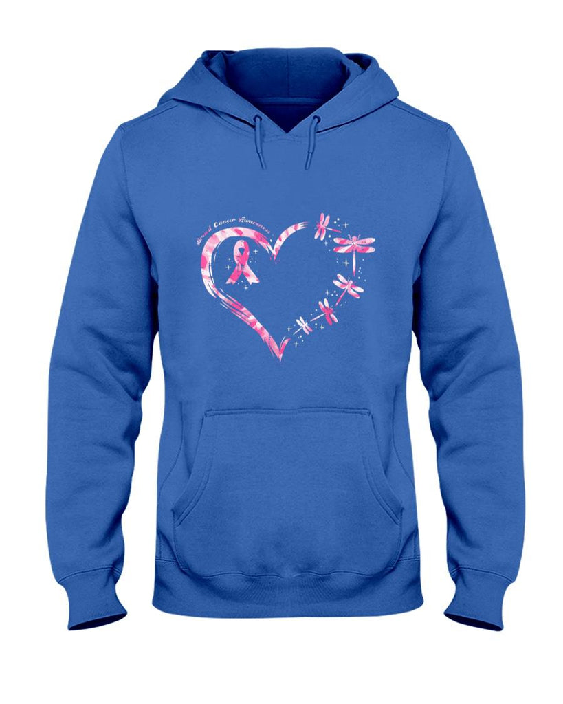 Breast Cancer Heart Dragonflies Awareness Women Kids Men T-Shirt