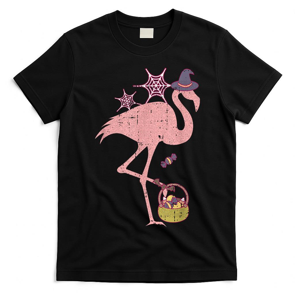 Flamingo Witch Lazy Halloween Costume Funny Trick Or Treat T-Shirt