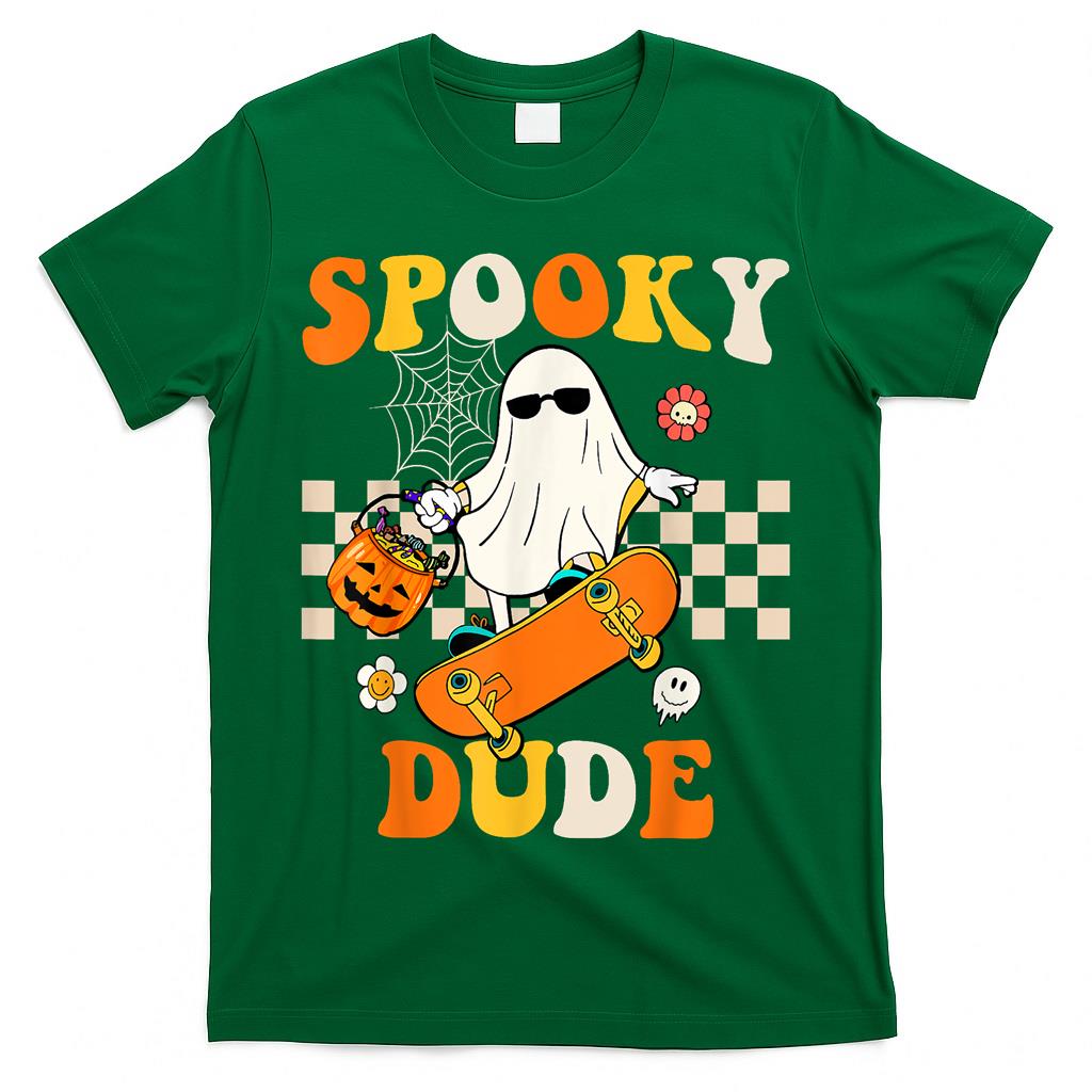 Spooky Dude Ghost Skateboard Trick or Treat T-Shirt