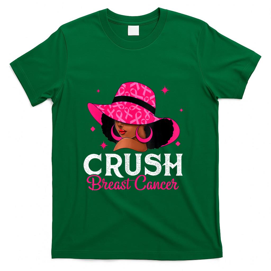 Crush Breast Cancer Awareness Black Women Pink Queen Warrior T-Shirt