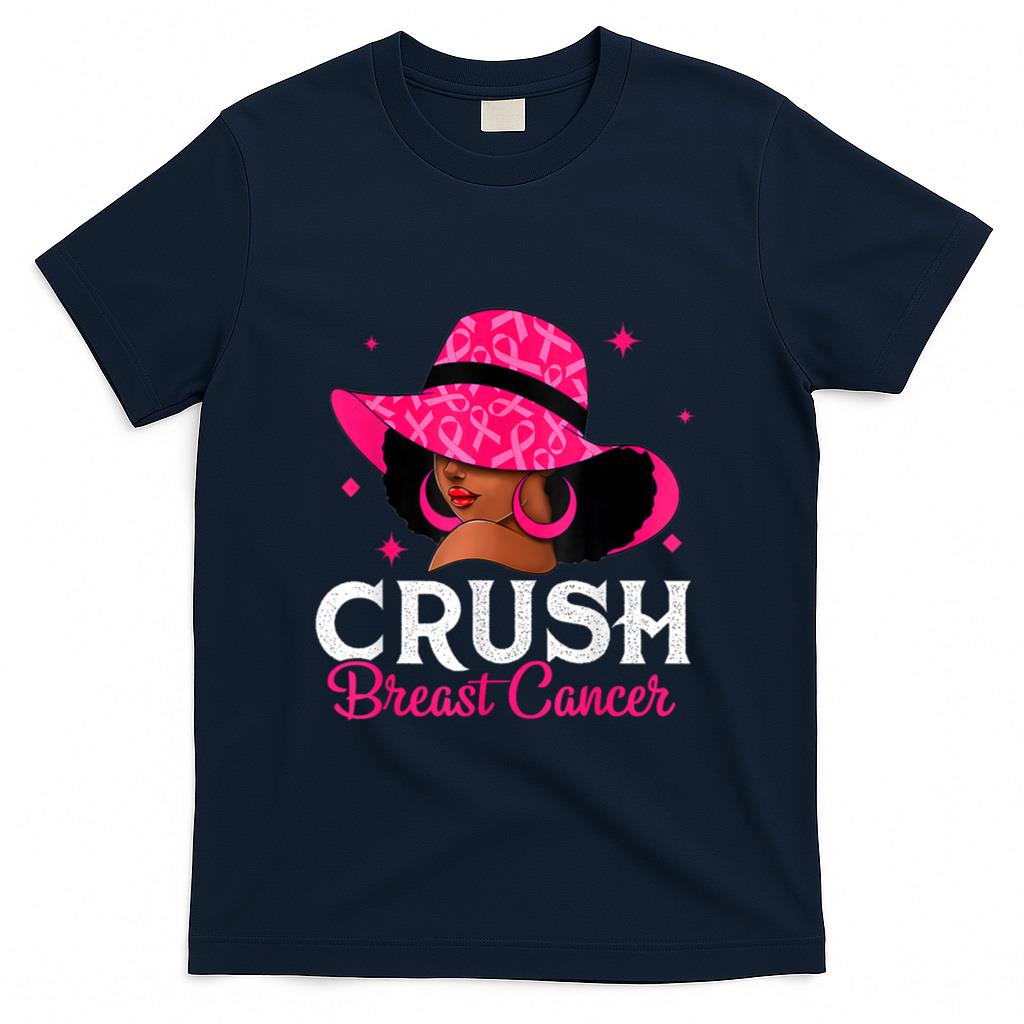 Crush Breast Cancer Awareness Black Women Pink Queen Warrior T-Shirt