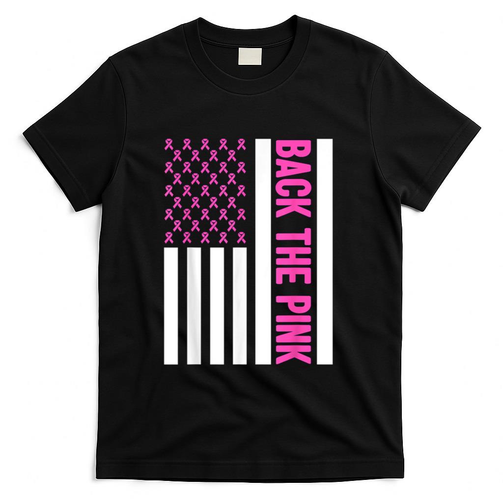 Back The Pink Warrior Flag American Breast Cancer Awareness T-Shirt