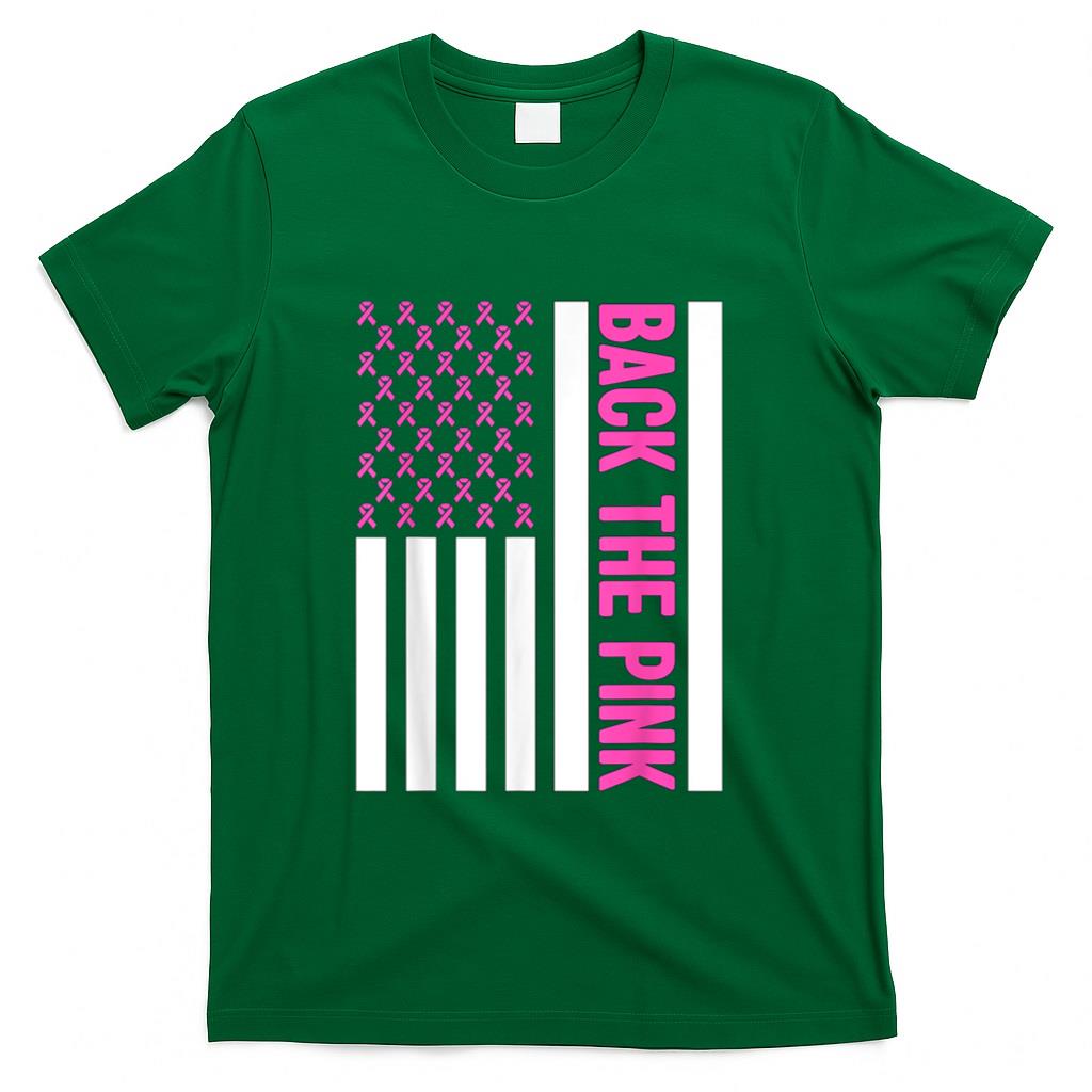 Back The Pink Warrior Flag American Breast Cancer Awareness T-Shirt