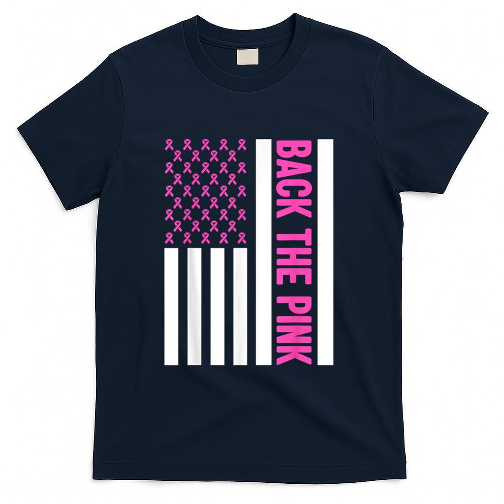 Back The Pink Warrior Flag American Breast Cancer Awareness T-Shirt