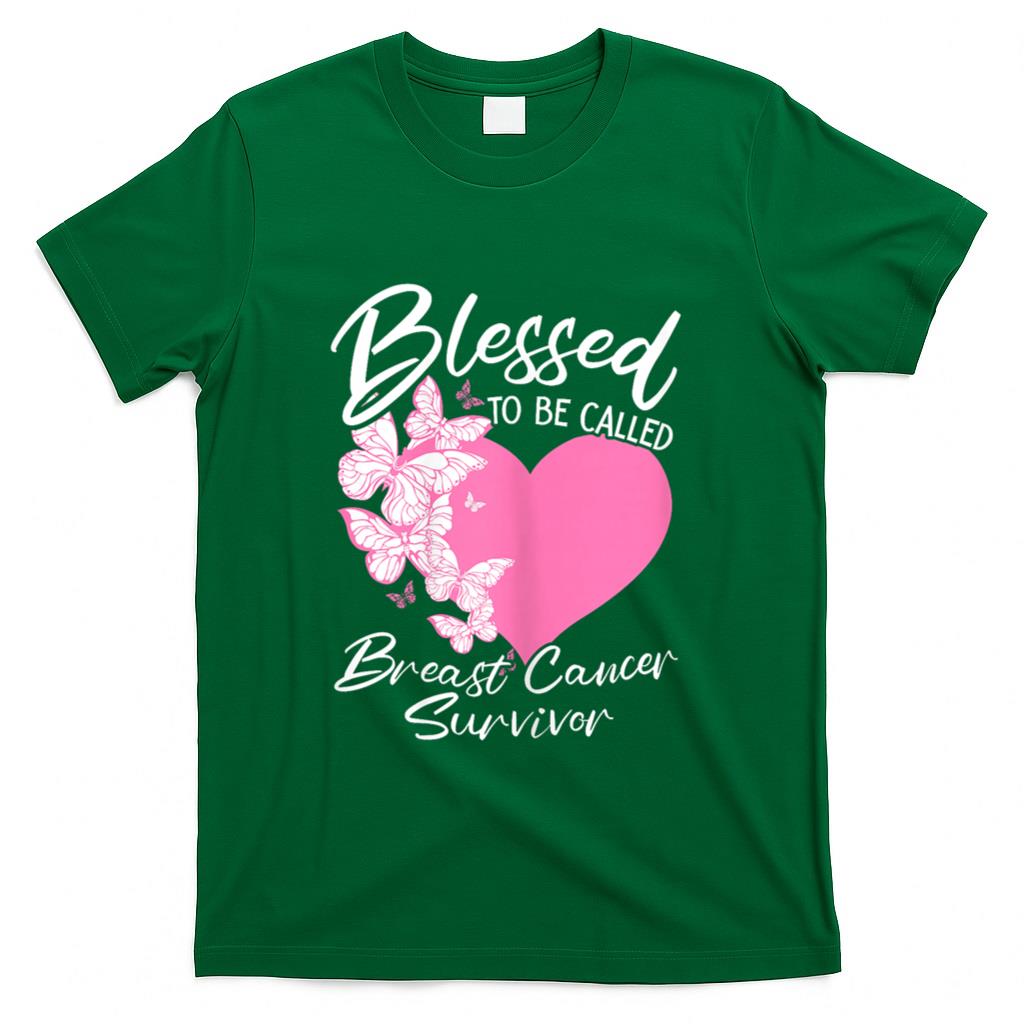 Blessed To Be Called Breast Cancer Survivor Pink Butterfly T-Shirt