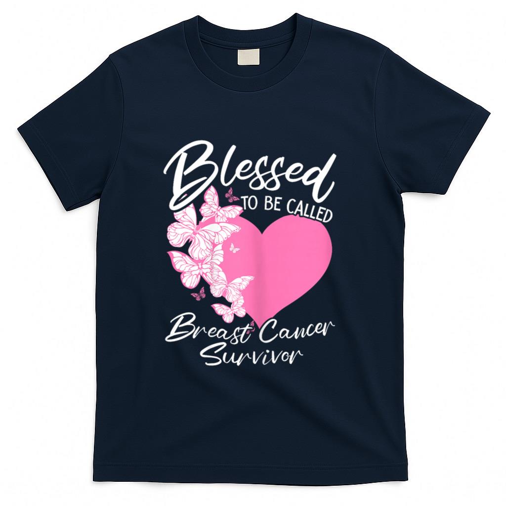 Blessed To Be Called Breast Cancer Survivor Pink Butterfly T-Shirt