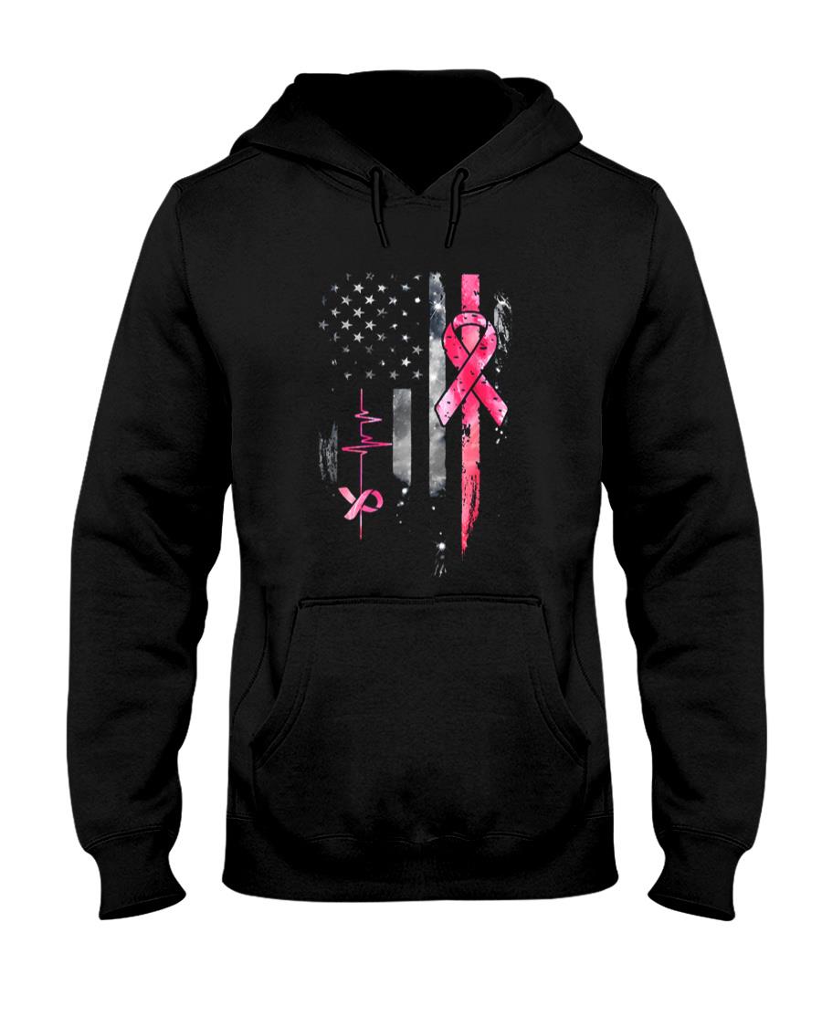 American Flag Pink Ribbon Breast Cancer Awareness Support T-Shirt