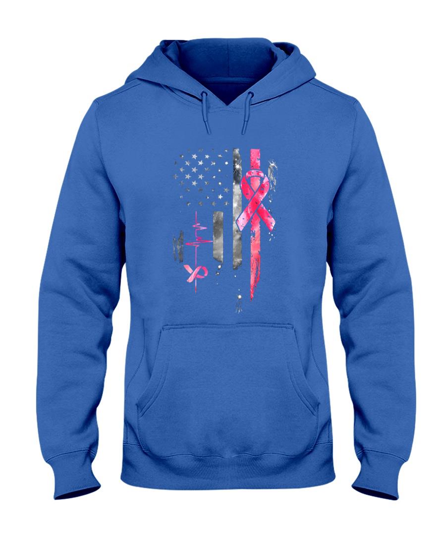 American Flag Pink Ribbon Breast Cancer Awareness Support T-Shirt