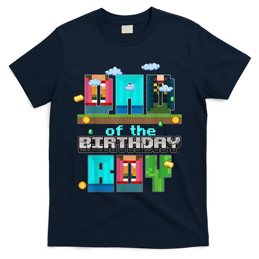 Dad Of The Birthday Boy Video Game Pixel T-Shirt