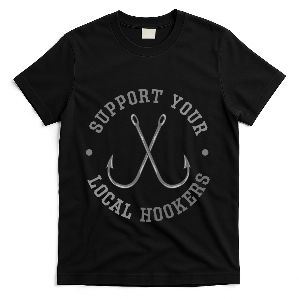 Funny Fishing Fisher Dad Gift Support Your Local Hookers Great Gift T-Shirt