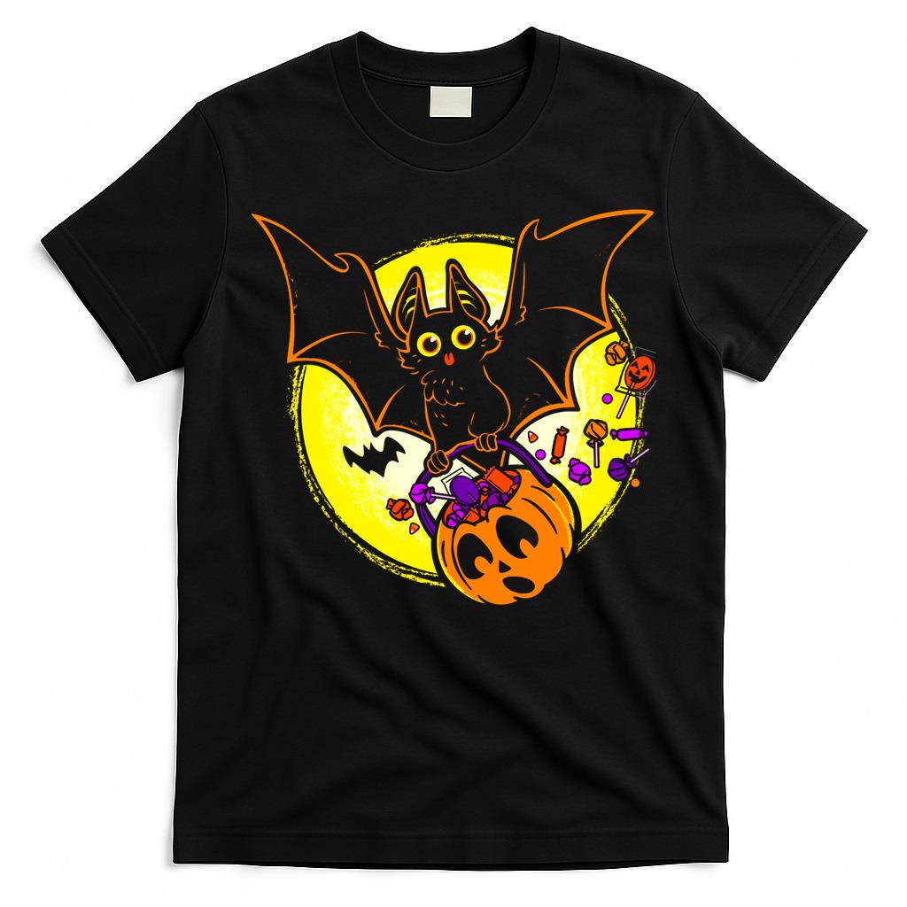 Cute Halloween Blep Bat with Pumpkin Pail Essential T-Shirt