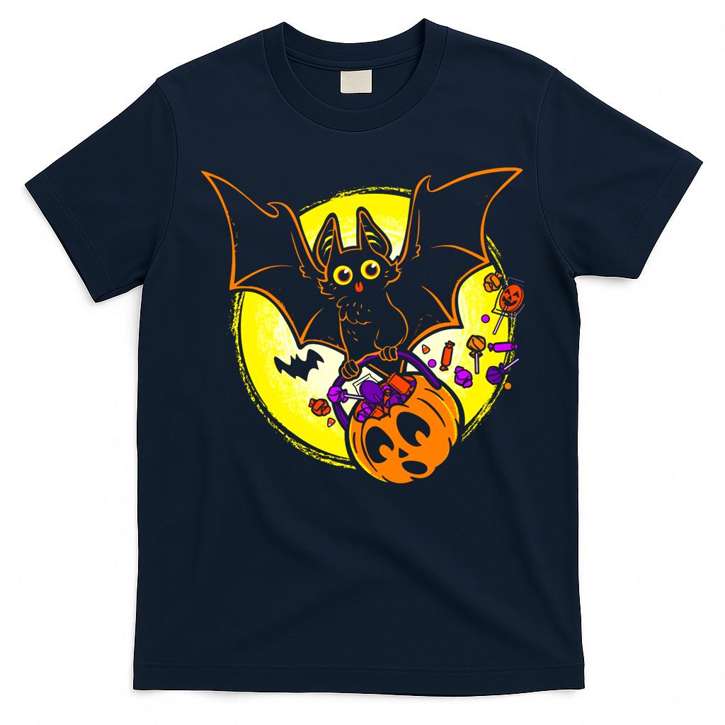 Cute Halloween Blep Bat with Pumpkin Pail Essential T-Shirt