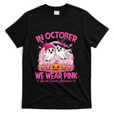 in October We Wear Pink Ghost Witch Breast Cancer Awareness T-Shirt_3