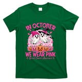 in October We Wear Pink Ghost Witch Breast Cancer Awareness T-Shirt_3