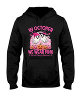 in October We Wear Pink Ghost Witch Breast Cancer Awareness T-Shirt_3