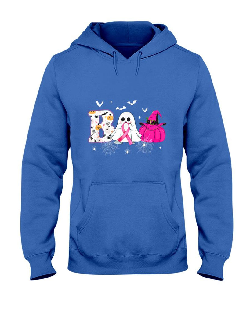 Boo Halloween Pumpkin Pink Ribbon Witch Breast Cancer T-Shirt_1