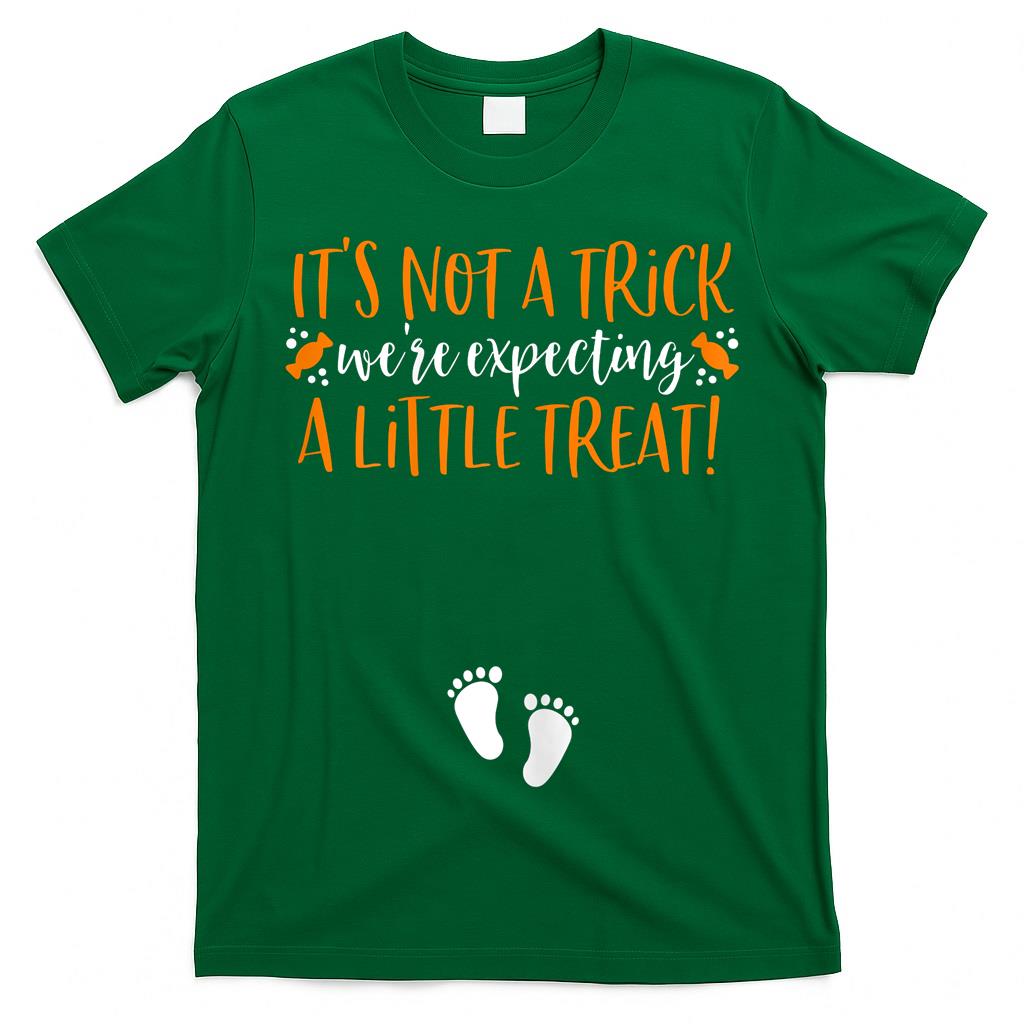 Womens Halloween Pregnancy Announcement Shirt Trick or Treat T-Shirt