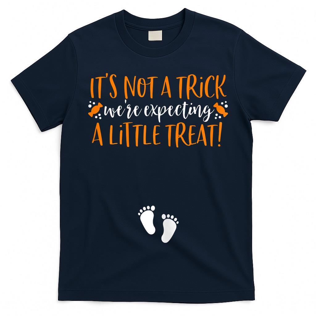 Womens Halloween Pregnancy Announcement Shirt Trick or Treat T-Shirt