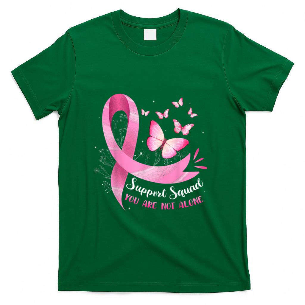 Support Squad Breast Cancer Awareness Pink Ribbon Butterfly T-Shirt_2