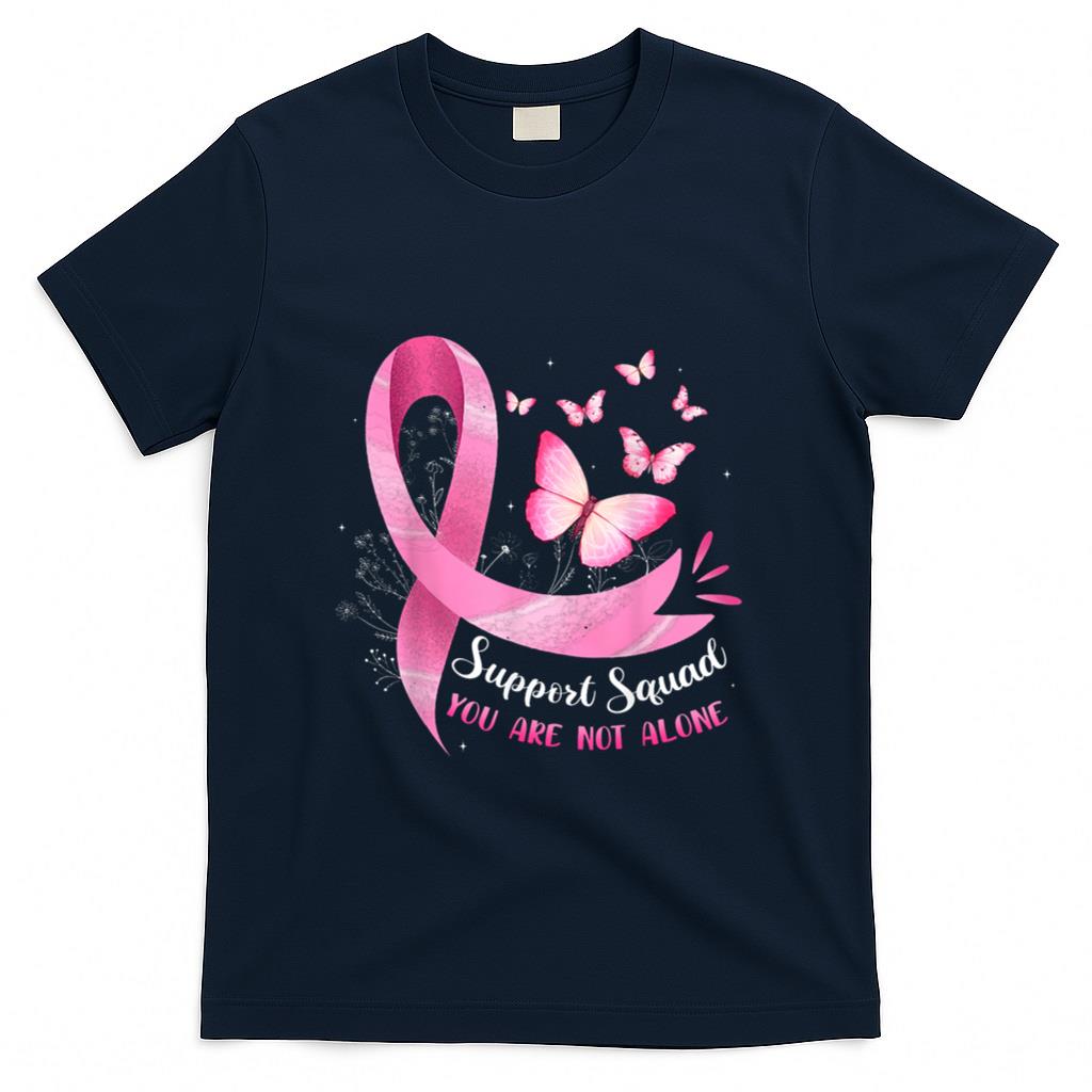 Support Squad Breast Cancer Awareness Pink Ribbon Butterfly T-Shirt_2