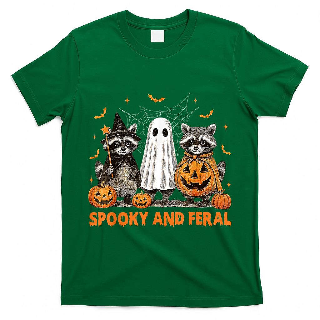 Spooky and Feral Halloween Cute Ghost Raccoon Trick Or Treat  Style 8 T-Shirt