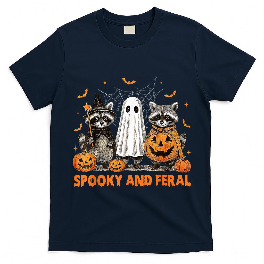 Spooky and Feral Halloween Cute Ghost Raccoon Trick Or Treat  Style 8 T-Shirt
